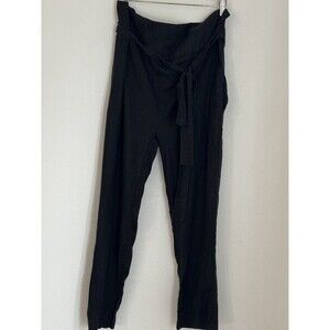 alessandra giannetti edo city Pants Black Linen Pull On Asymmetrical Wai…